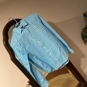 Polo Ralph Lauren blue gingham checked plaid button down shirt S/P